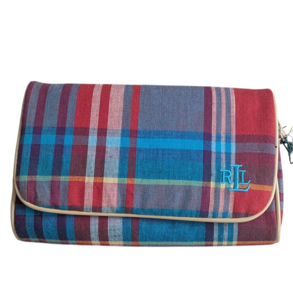 Lauren Ralph Lauren Plaid Travel Makeup Bag with Mirror – NWT